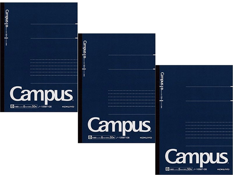 KOKUYO Campus Pre-Dotted Notebook, A5-dotted 6 mm Rule - 30 Lines X 50 Sheets - 100 Pages, Pack of 3 Dark Blue - Image 1